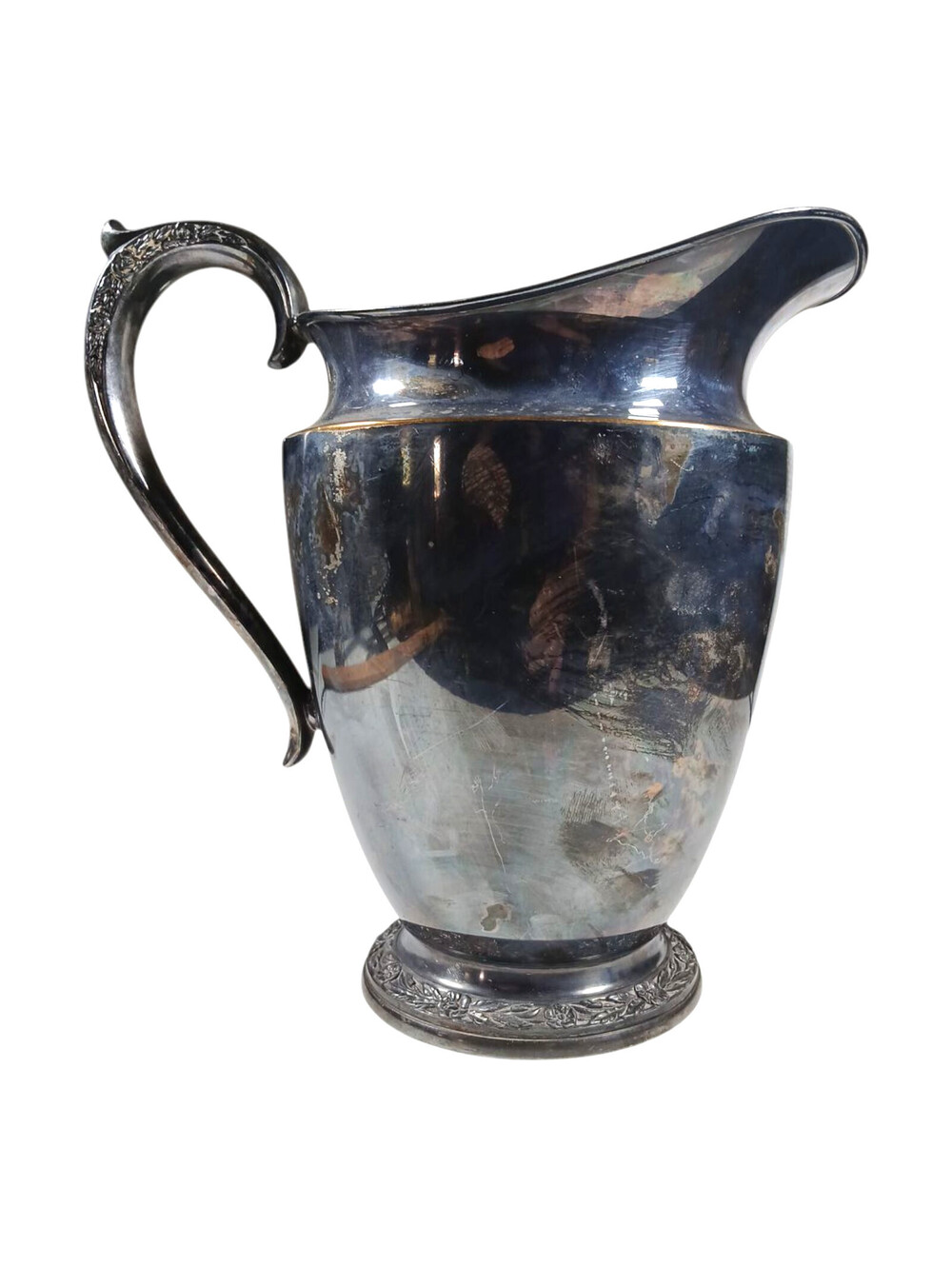 Antique Wm Rogers Silverplate Carafe Pitcher Primrose Pattern 1817 8" Vtg